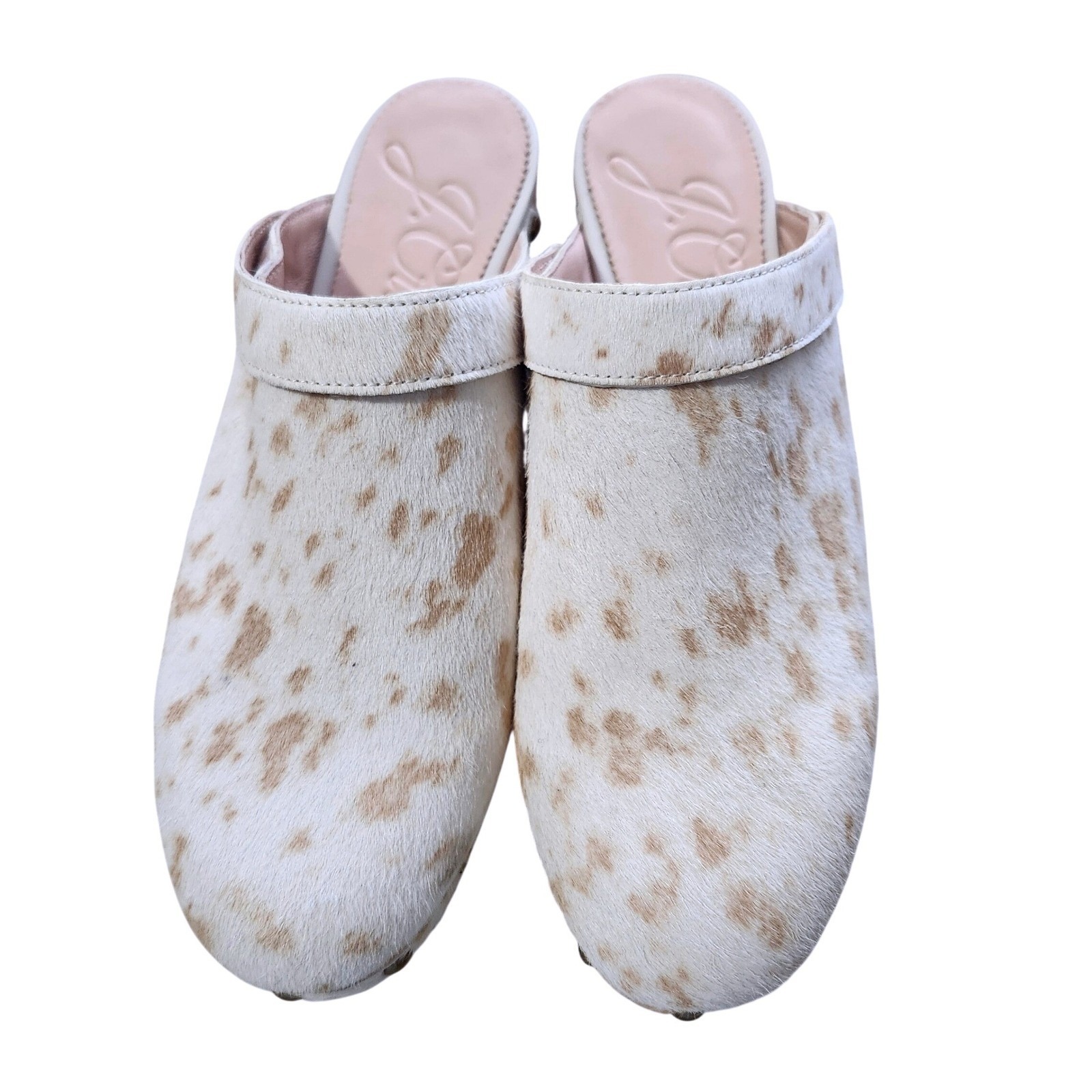 J. Crew Western Calf Hair Convertible Strap Leather Clogs Cow Print Studded